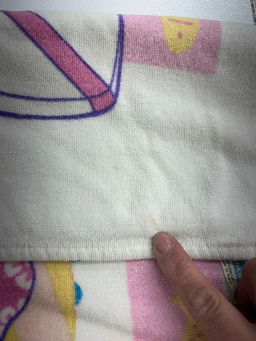 Cotton Barbie Pink, Blue & Yellow Surf Print Beach Towel-Vintage